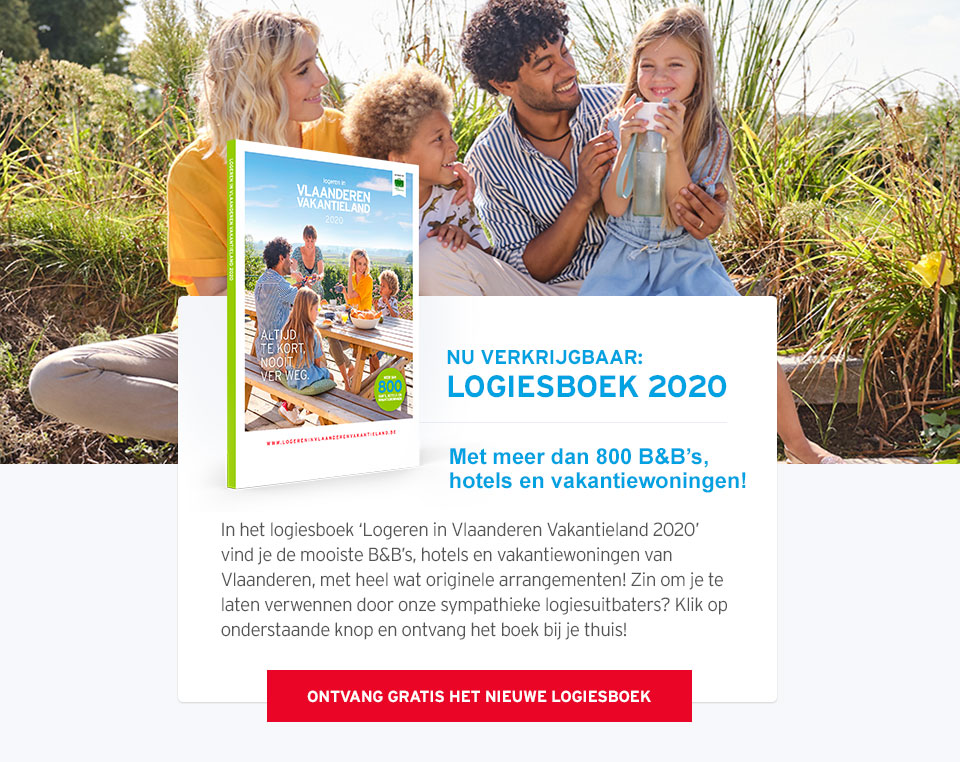 Bestel nu het nieuwe logiesboek van Logeren in Vlaanderen Vakantieland
