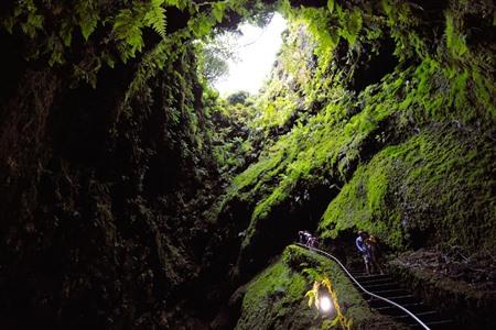 Bezoek de prachtige grotten van Algar do Carvão op São Miguel met gids