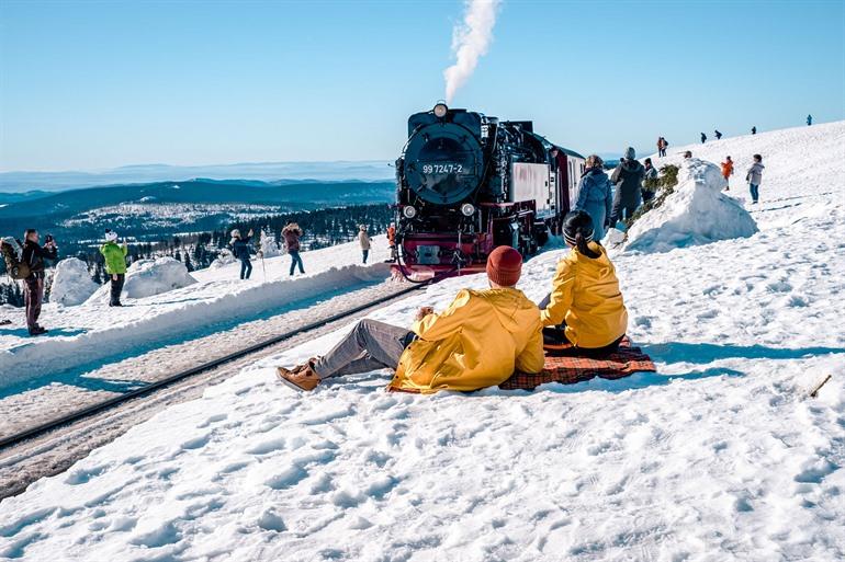 Brockenbahn in de winterperiode, Harz