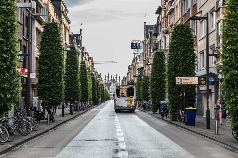 Bus naar het centrum van Leuven.