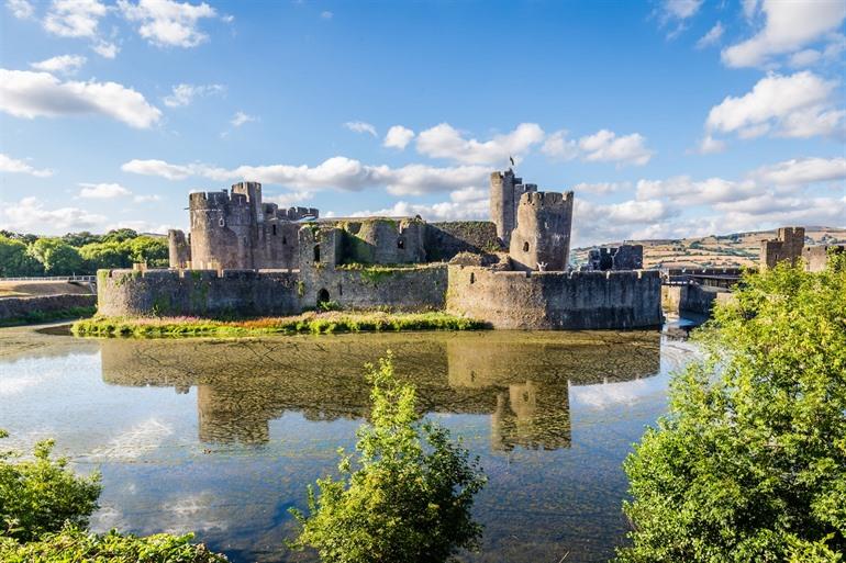 Caerphilly Castle in Cardiff, Wales