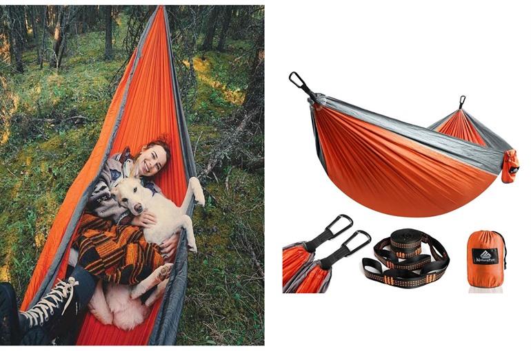 NATUREFUN Campinghangmat Met Klamboe 300 Kg Draagvermogen 290 X 140 Cm Ademend Sneldrogend Parachute Nylon Complete Accessoires Eenvoudig Op Te Zetten Reishangmat Buiten Binnen Tuin 2707008747