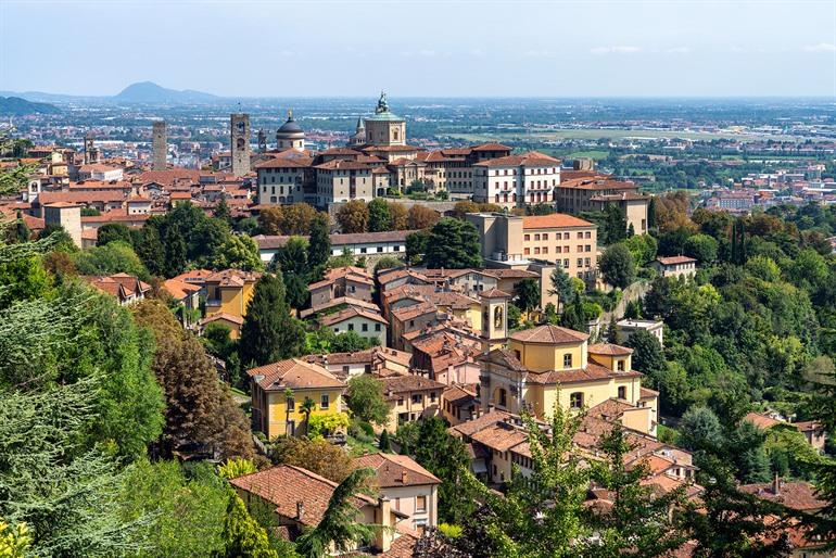Città Alta, het oude middeleeuwse centrum van Bergamo,Italië