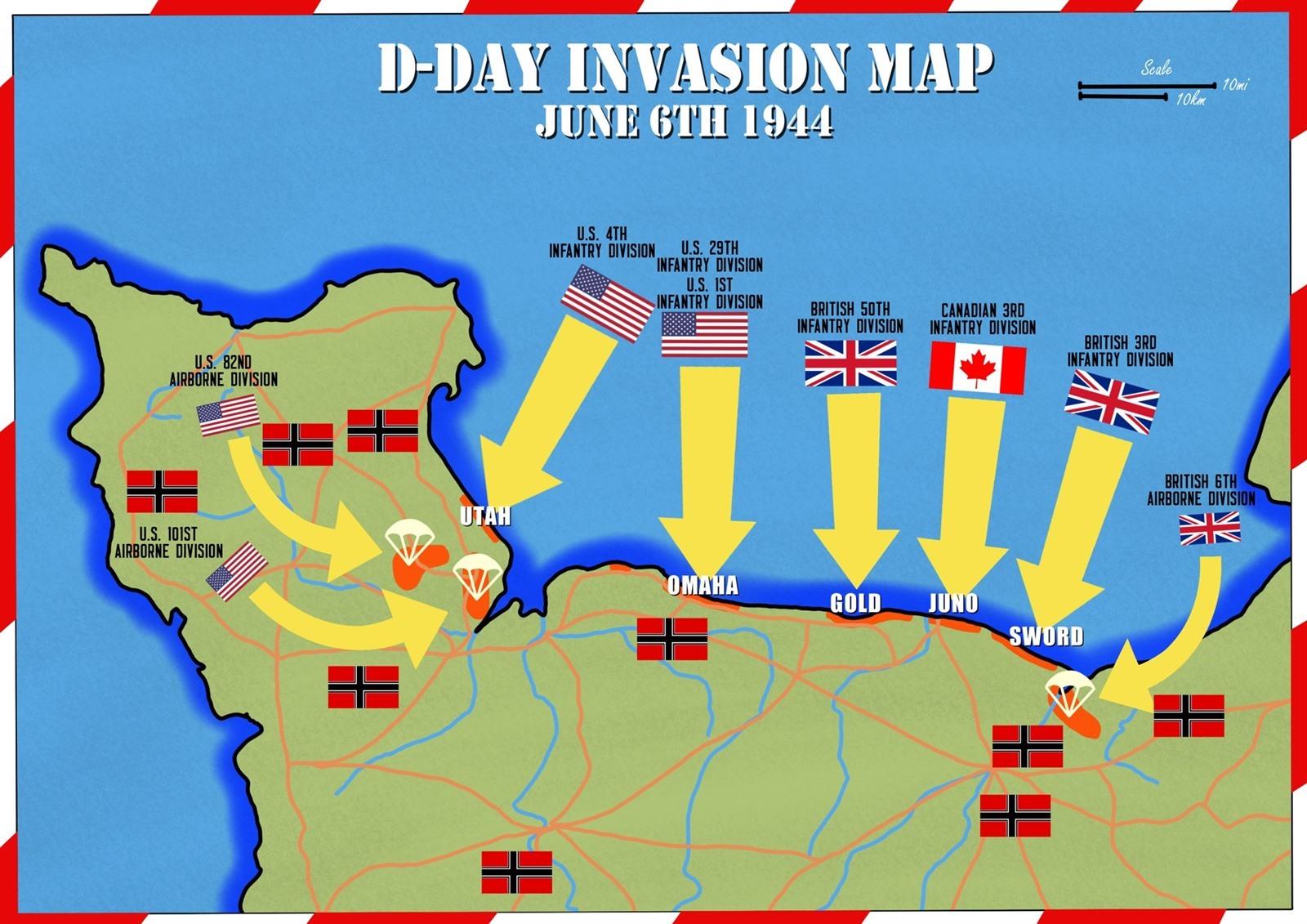 Alarmerend Schep Weiland Invasiestranden & WO II bezienswaardigheden Normandië + kaartje