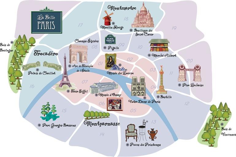 De 20 arrondissementen van Parijs