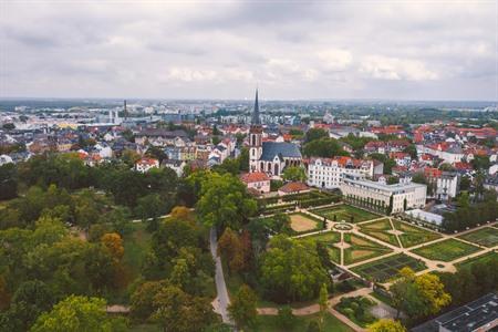 De Duitse stad Darmstadt in Hessen
