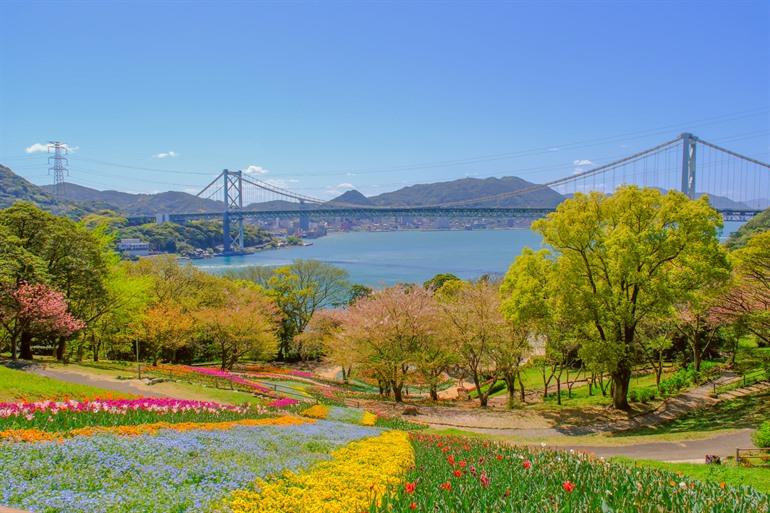 De Kanmon-brug vanaf Hinoyama Park