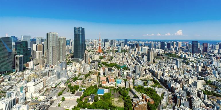 De metropool Tokio vanuit de lucht