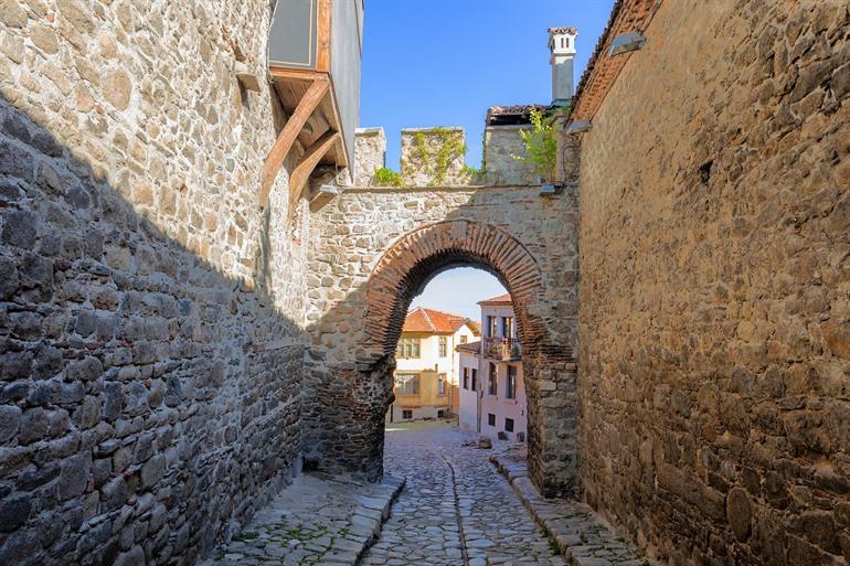 De oude stadspoort Hisar Kapiya, Plovdid