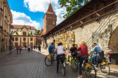 Fietstocht door het oude centrum van Krakau