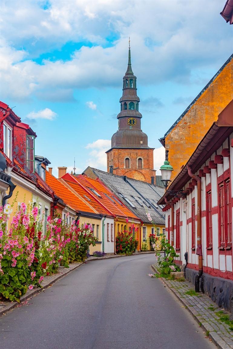 Geplaveide straatjes in het centrum van Ystad, Zuid-Zweden