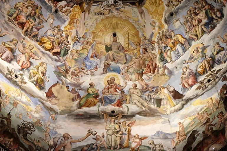 Gigantisch fresco van het Laatste Oordeel in Duomo di Firenze