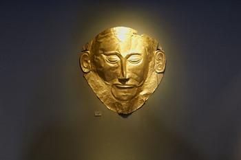 Gouden dodenmasker van Agamemnon in het Nationaal Archeologisch Museum Athene