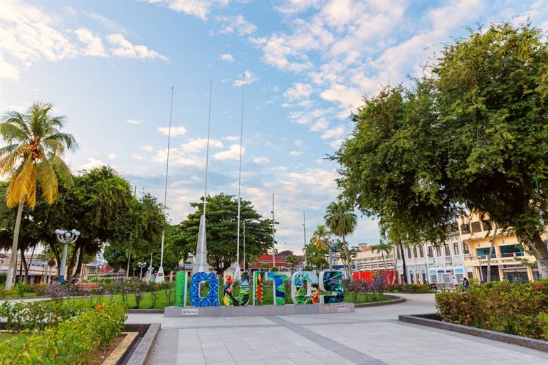 Het centrale plein van Iquitos