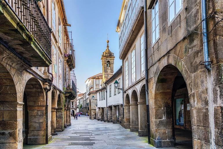 Het centrum van Santiago de Compostela, Spanje 
