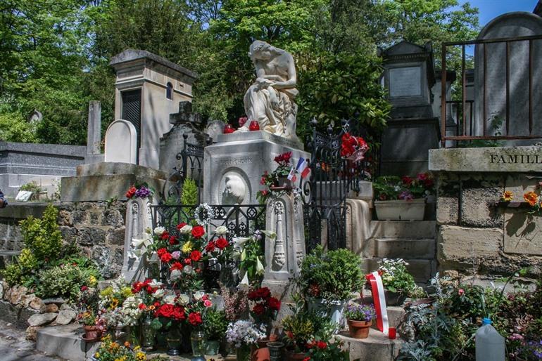 Het graf van Chopin op Pere Lachaise in Parijs