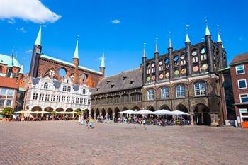 Het indrukwekkende Rathaus van Lübeck, Duitsland