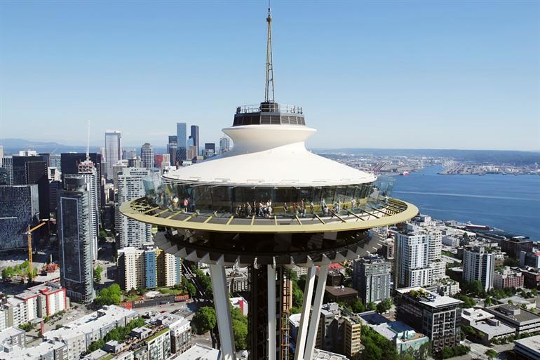 Het indrukwekkende zicht vanaf de Space Needle