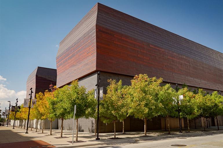 Het unieke, moderne museumgebouw in Dallas