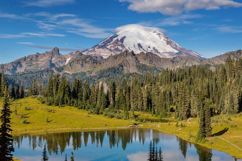 In het nationaal park Mount Rainier