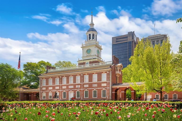 Independence Hall in het centrum van Philadelphia