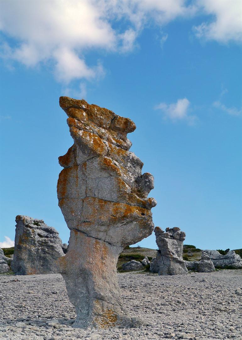 Indrukwekkende rotsformaties (raukar) op Gotland