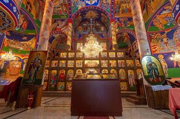 Interieur Sveti Jovan Kaneo in Ohrid, Noord-Macedonië