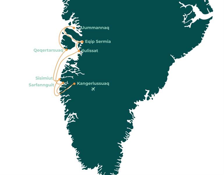 Kaart zomercruise Groenland
