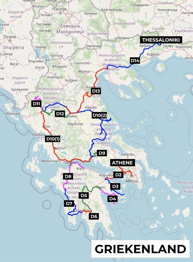 Kaartje rondreis Griekse vasteland en Peloponnesos