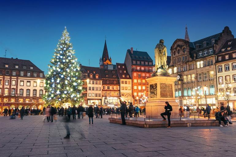 Kerstmarkt van Straatsburg op het Kleberplein
