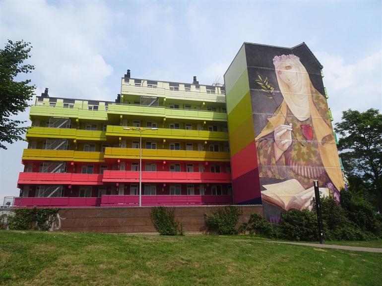 Kleurrijke hoge flats van Heerlen