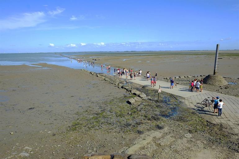 Le Passage du Gois bij hoogtij, Frankrijk