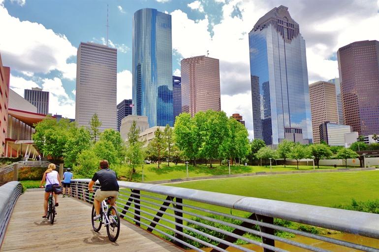 Met de fiets door Buffalo Bayou Park