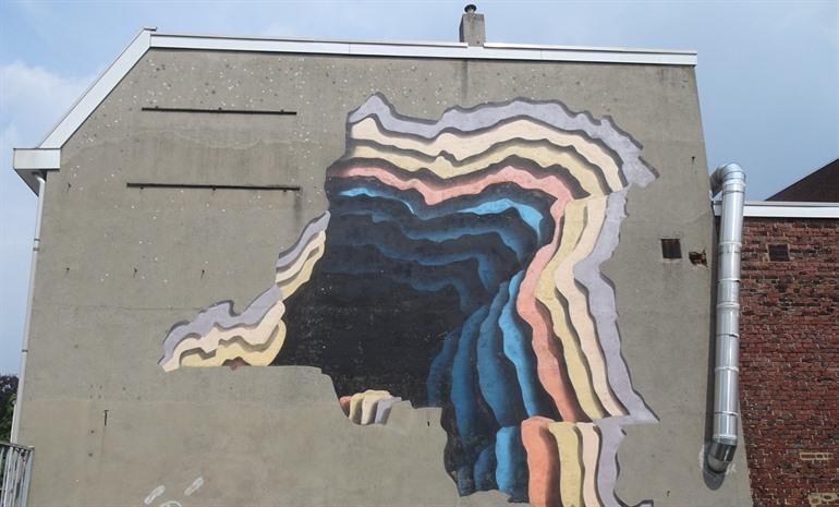 Muurschildering met bijzondere optische illusie, Heerlen