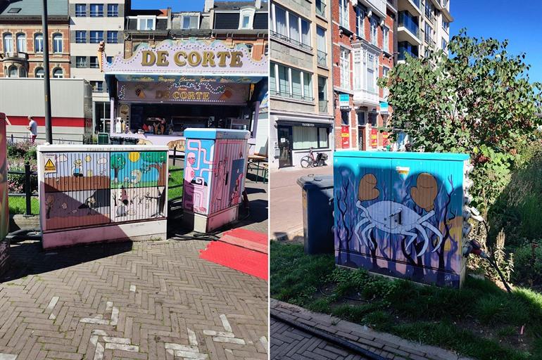 Opgewaardeerde elektriciteitskastjes op het Herbert Hooverplein, Leuven