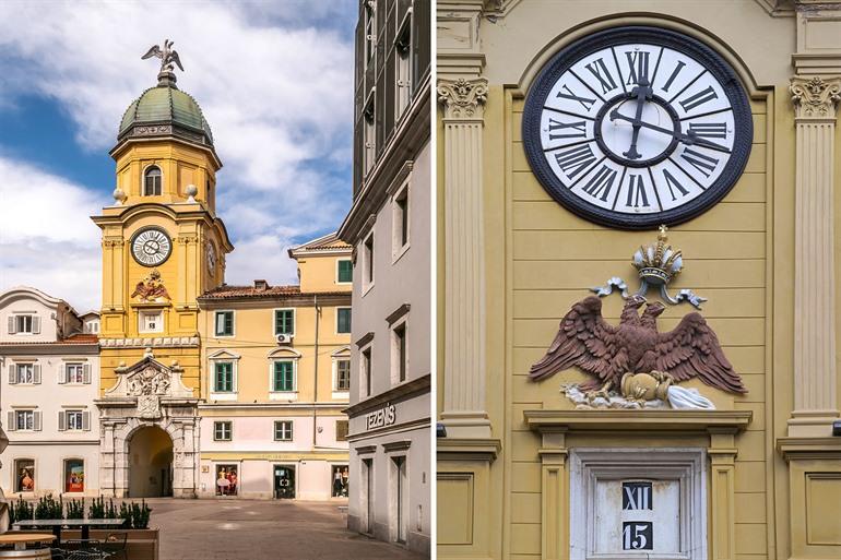 Opvallende gele stadstoren van Rijeka, Kroatië