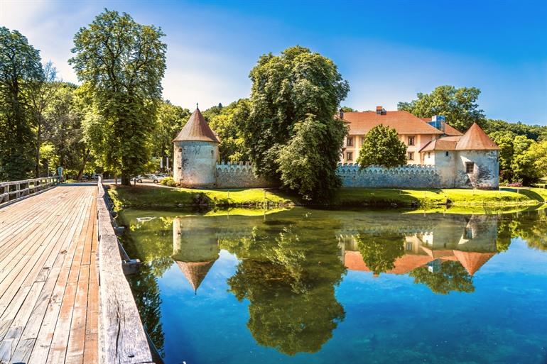 Otocec eiland en oude stad in Slovenië