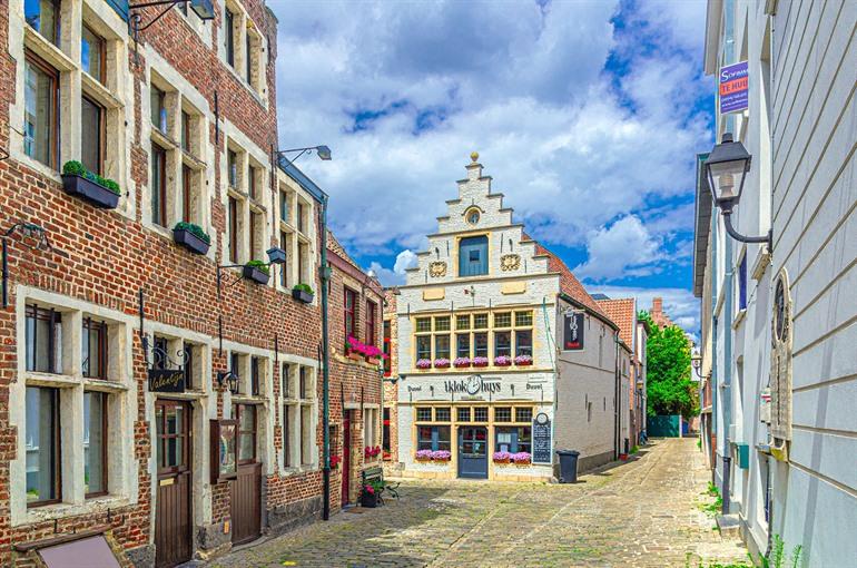 Oude woonwijk Patershol in Gent, 