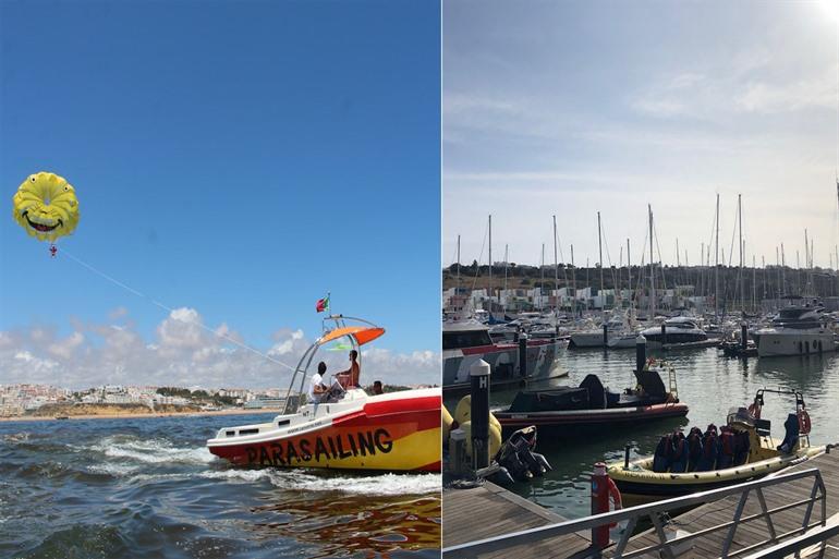 Parasailen vanuit de jachthaven van Albufeira, Algarve