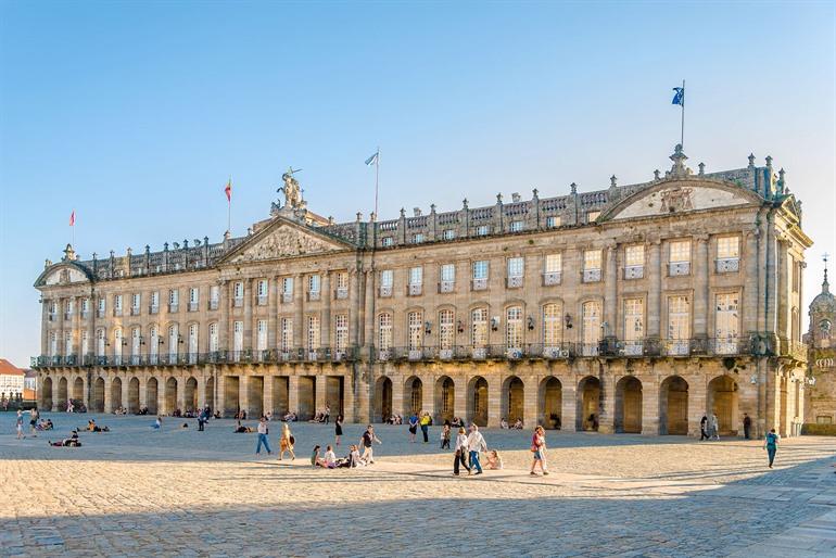 Pazo de Raxoi (stadhuis) in Santiago de Compostela, Spanje