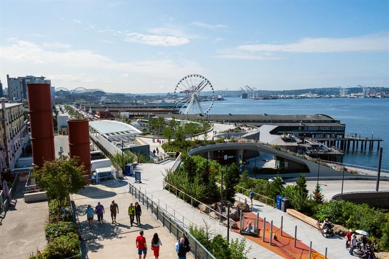 Seattle Waterfront met het reuzenrad