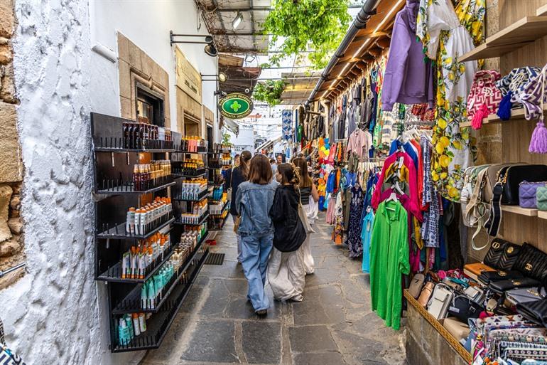 Shoppingstraten in Lindos