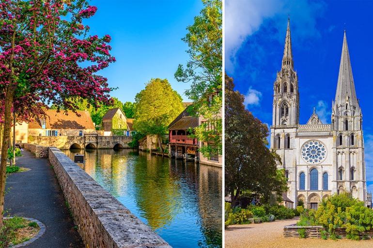 Straatbeeld van Chartres, Normandië