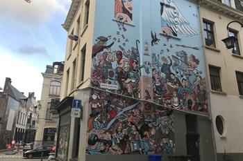 Strip muurschildering van Kim in Antwerpen