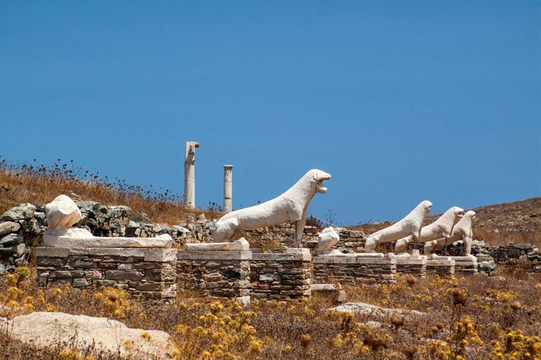 Terras van de Leeuwen in Delos