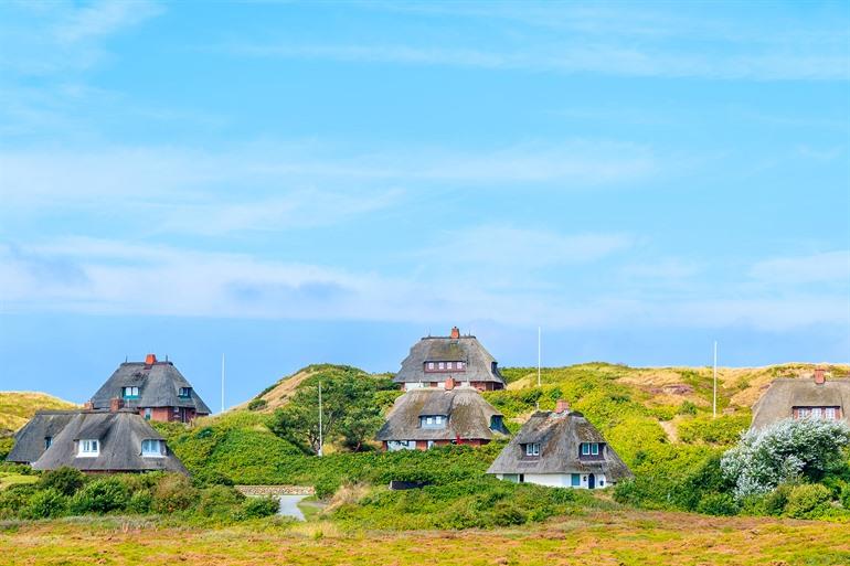 Traditioneel huis met rieten dak in Kampen, Sylt