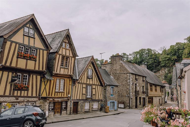 Typische vakwerkhuizen in Fougères, Bretagne