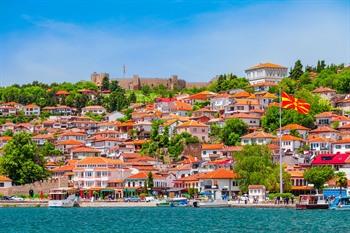 Uitzicht op de stad Ohrid, Noord-Macedonië