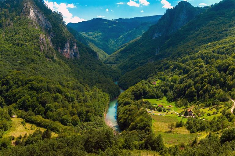 Uitzicht op de Tara rivier en de Tara Canyon, Montenegro
