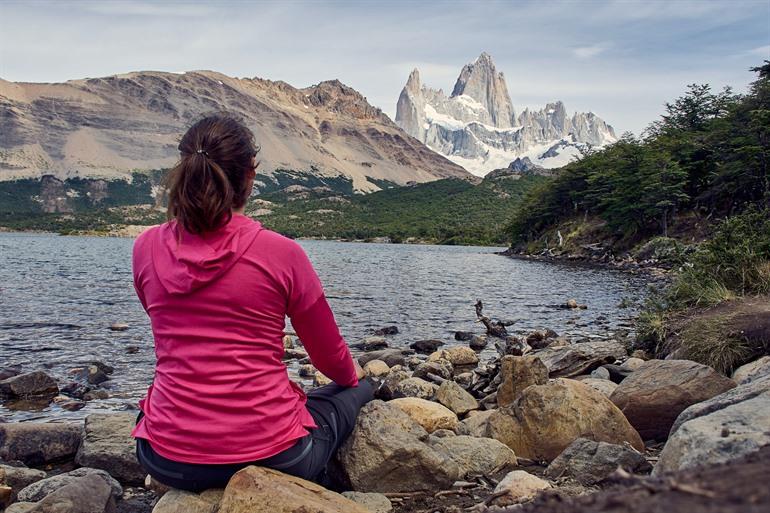 uitzicht op Laguna Capri met Mount Fitz Roy op de achtergrond